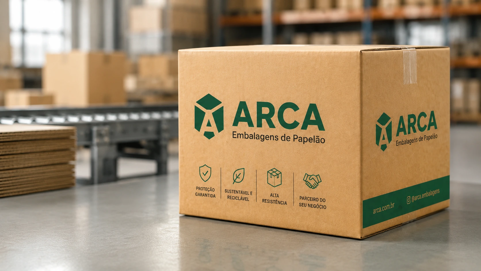 Caixas de papelão ondulado com identidade Arca — embalagens sob medida em São Paulo