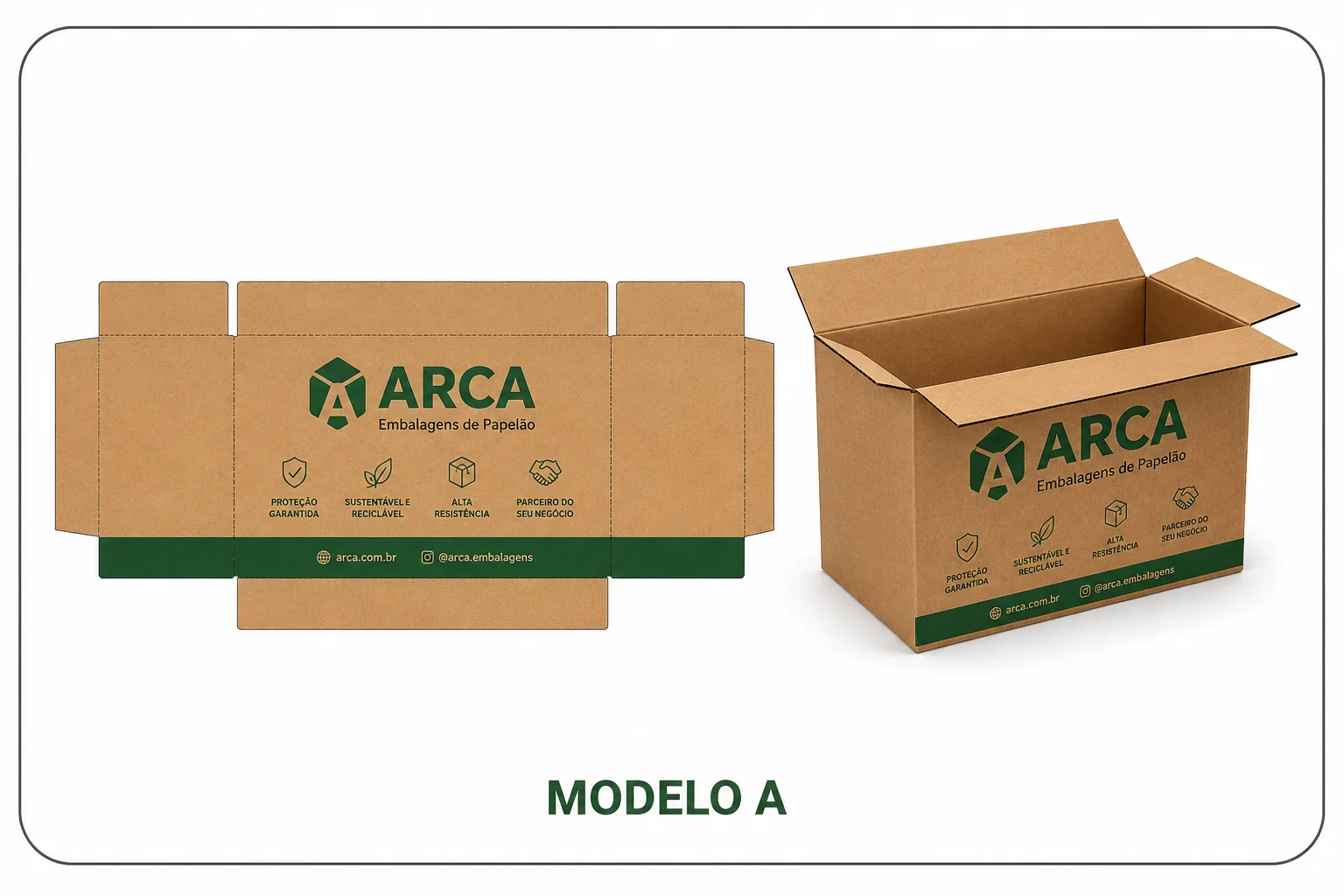 Caixa de papelão ondulado padrão 4 abas — Arca