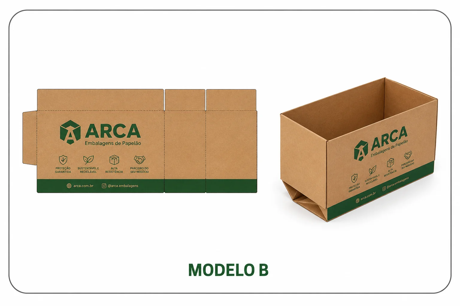Bandeja de papelão ondulado sem tampa — Arca