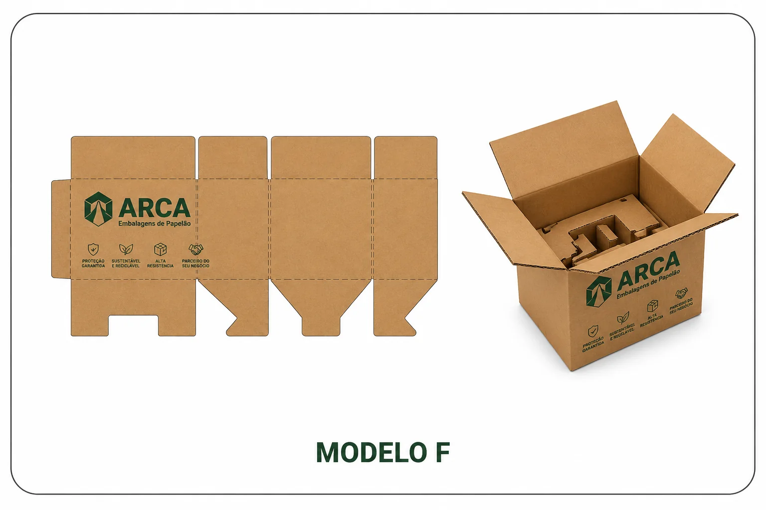 Caixa de papelão com divisórias internas — Arca