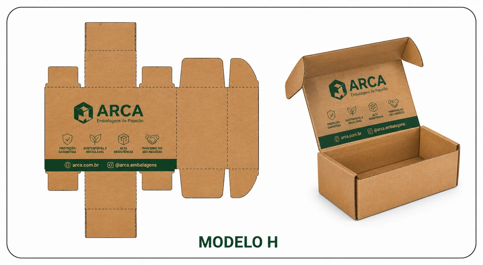 Caixa mailer auto-lock para e-commerce — Arca